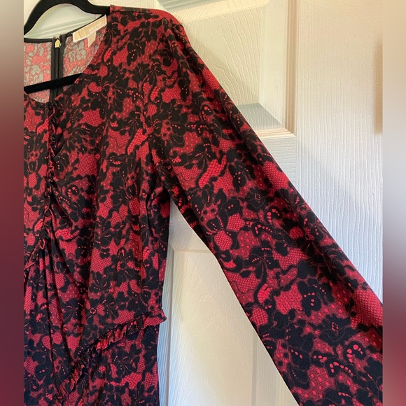NWOT MICHAEL KORS RED & BLACK FLORAL MIDI SHEATH DRESS - SIZE XL - Picture 13 of 16